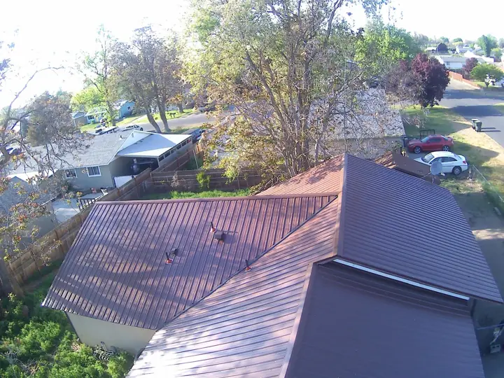 Burgundy standing-seam metal roof
