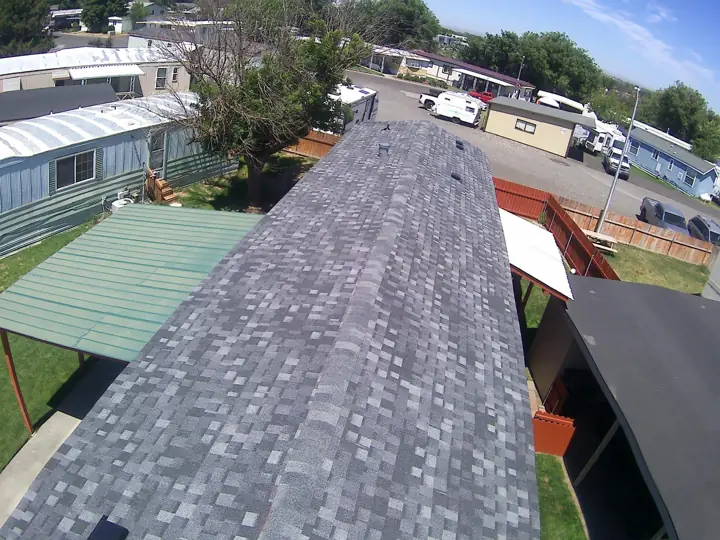 New shingle roof on a manufactured home
